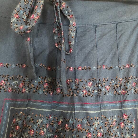 Vintage 70's Jane Schaffhausen Belle France Prairie Floral Midi Tie Waist Skirt - Picture 5 of 10